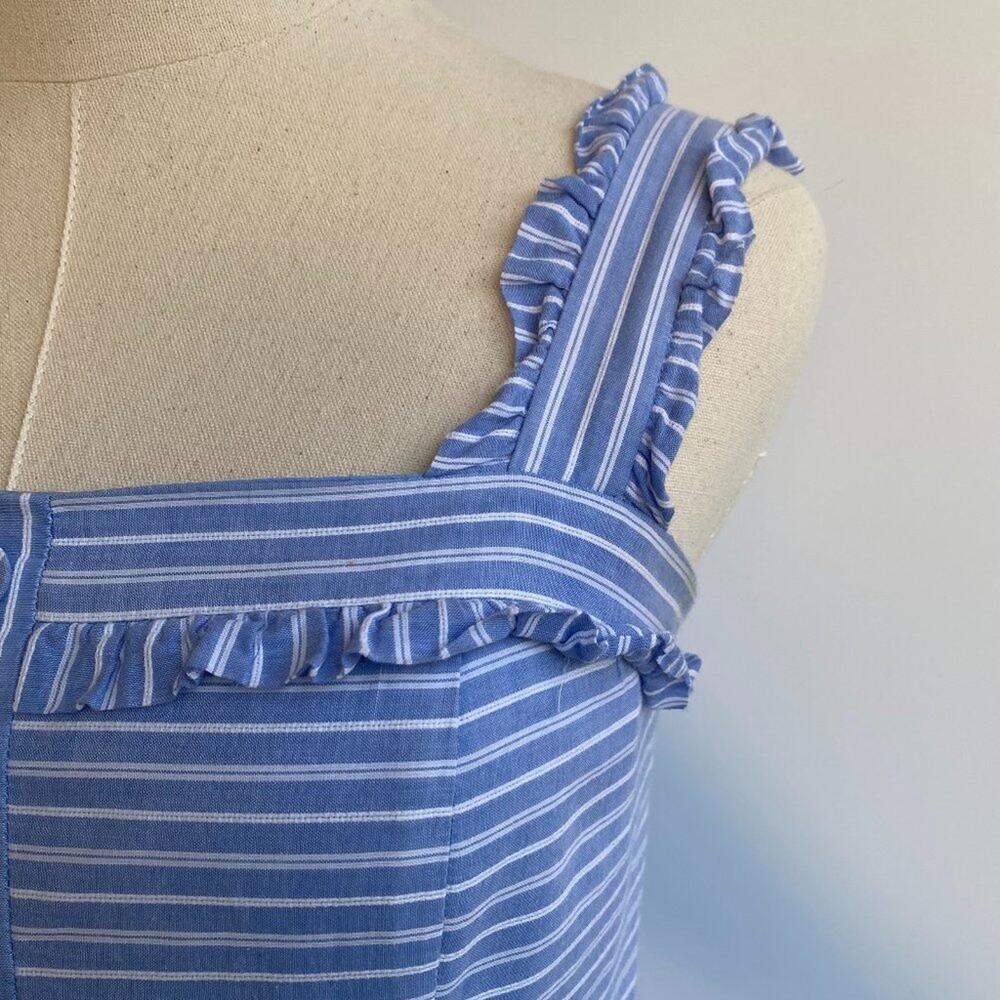 Gal Meets Glam Collection Courtney Rio Striped Ruffled Tiered Blue Maxi Dress 2 - Picture 5 of 11